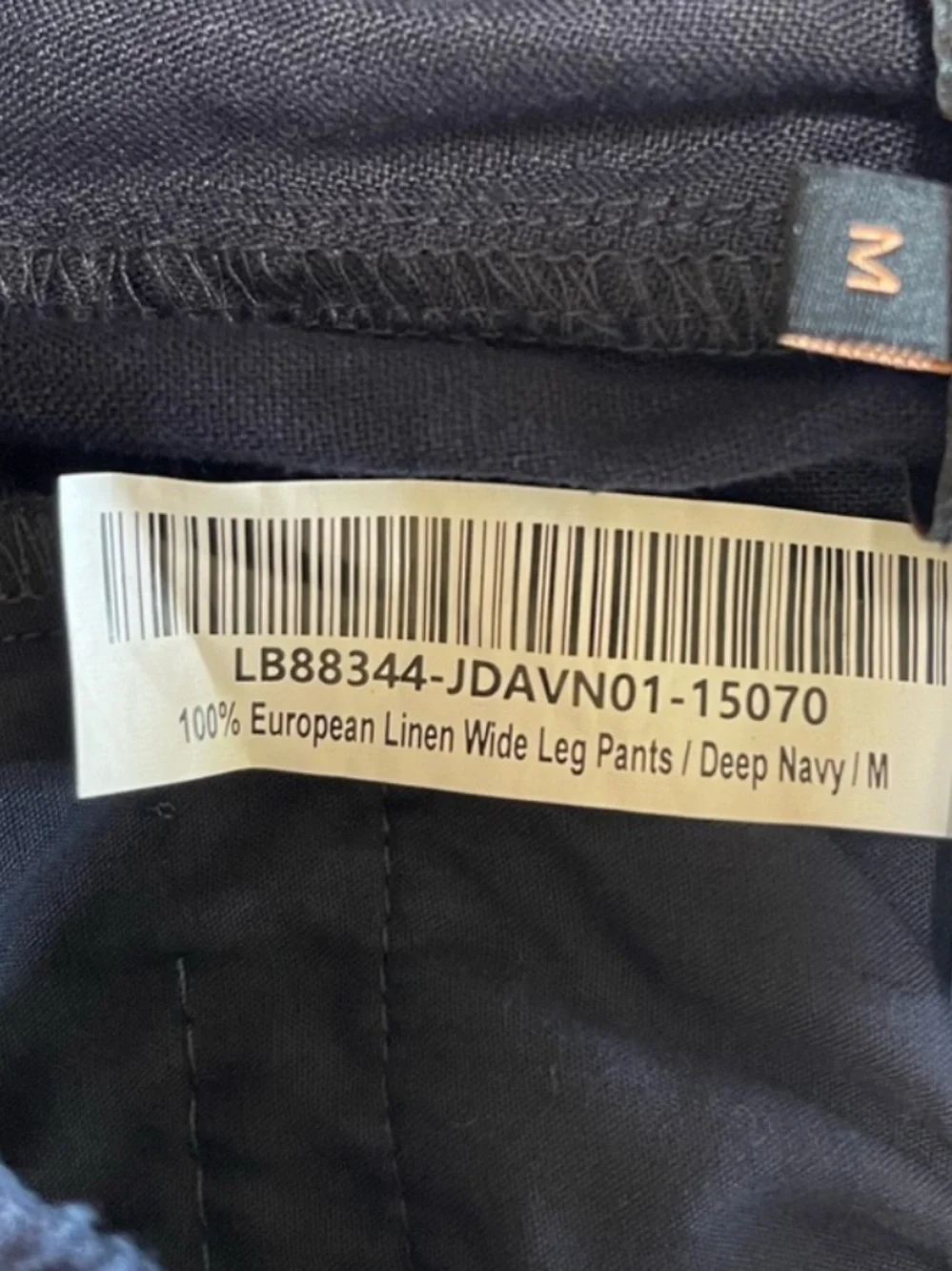 Quince 100% European Linen Wide Leg Drawstring Pants Deep Navy Size Medium